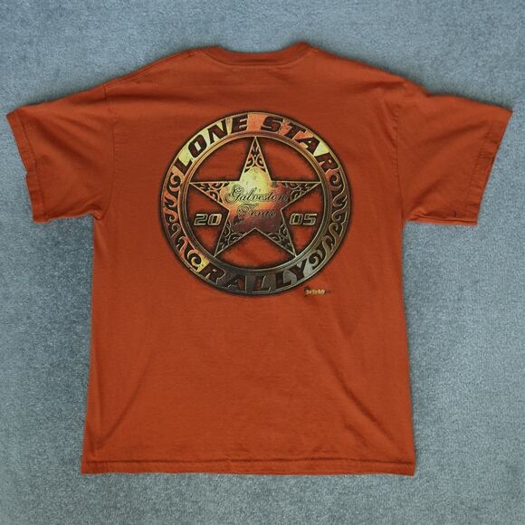 VTG Lone Star Rally Shirt Men's L Orange Galveston Texas Graphic Tee Biker 2005 - Picture 5 of 8